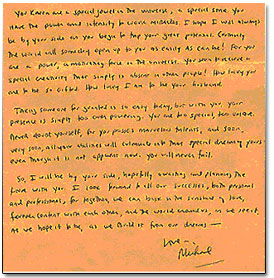 The unread letter to Karen from Michael that she found following his death.